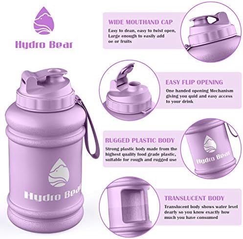 64 грама Полгаллона Hydro Bear Бутилка За Вода Полгаллона BPA Безплатно Пластмасов Мотивационни Бутилка За Вода с Соломинкой за Фитнес