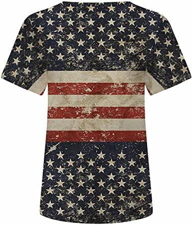 Тениски с образа на Американския Флаг на Звезди и за Дами, Лято-Есен, Всекидневни Топ с Кръгло Деколте и Къс Ръкав, Тениски За Момичета