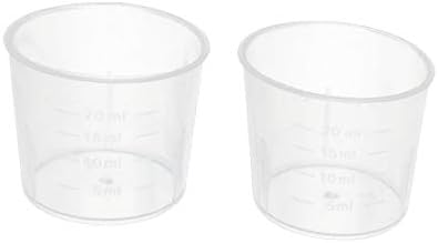 X-DREE 2 бр 20 мл Училище Лабораторен Прозрачен Пластмасов контейнер за течности Мерителна чаша (2 Капачки от 20 мл Escuela Laboratorio