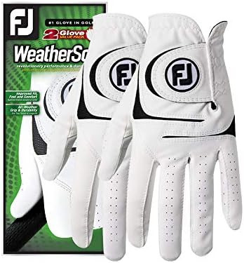 Мъжки ръкавици за голф FootJoy WeatherSof, опаковка от 2 броя (бели)