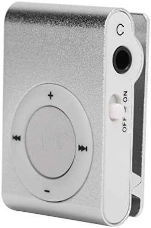 plplaaoo MP3 плейър, Преносим музикален медиа плейър, Мини MP3 плейър със слушалки и USB кабел за разходка, лек и преносим (сребрист)