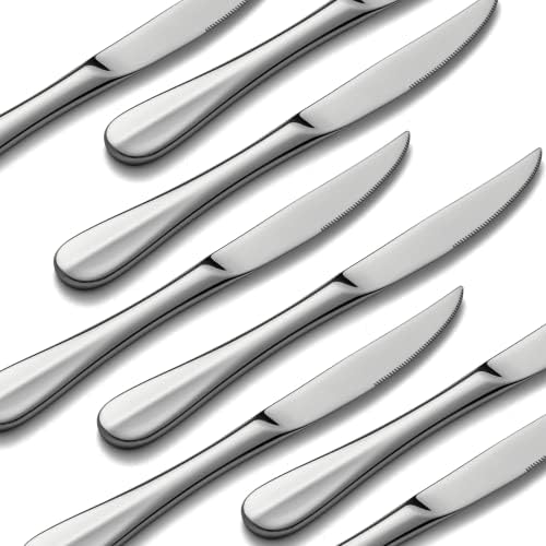 Комплект Ножове за стек EIUBUIE от 8 броя, Комплект Ножове за стек от премиум-клас от неръждаема стомана с цялата структура, Назъбени
