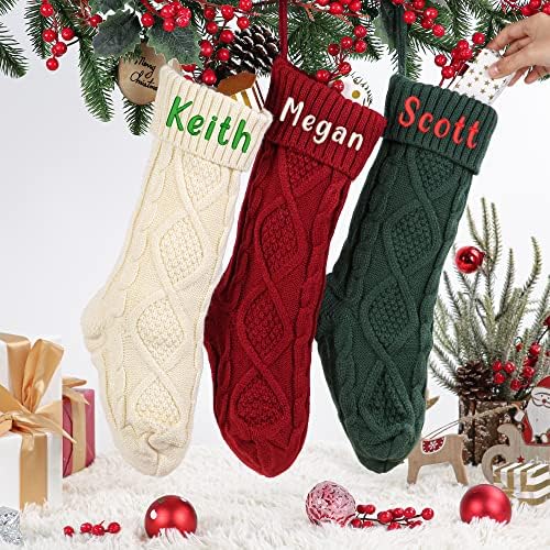 MOSTOP Персонализирани Възли Коледни Чорапи с Потребителски Име на 18-Инчов Голям Коледен Отглеждане на Деца Семейно Парти Камина Подвесное