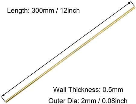 VictorsHome Латунная Кръгла Тръба, 4 mm OD 0,5 мм Дебелина на стената 300 mm Дължина на Метални Безшевни права Тръба Тръба за Diy Модел