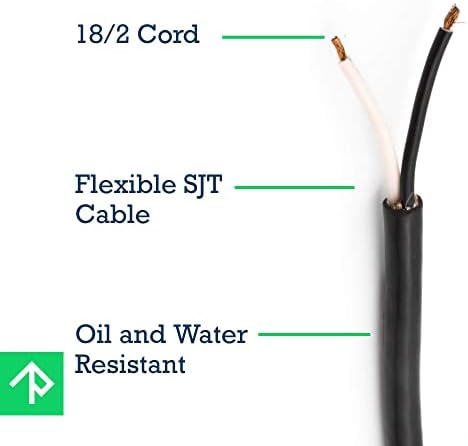 Сменяеми кабела за електрически инструменти SJT, 18 GA AWG, 2 тел, 6 1/2 фута, 2 Клипса, с Зачищенными двата края и гумен ограничител