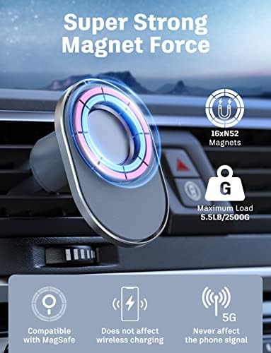 Съвместимост с автомобилен монтиране MagSafe-най-мощният магнит, магнитен държач телефон за кола, лесно за инсталиране на отдушник, планина