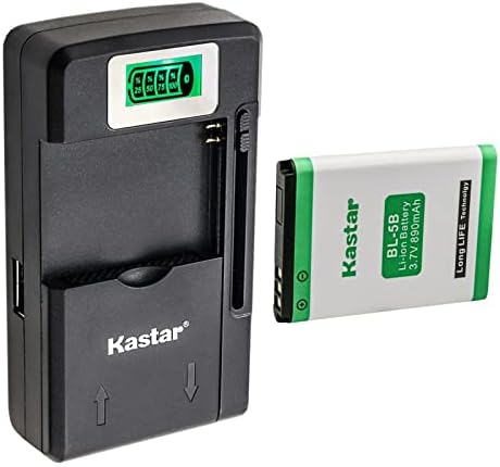 Kastar 1 Комплект батерии BL-5B и интелигентни LCD зарядно устройство за смяна на Yashica BL-5B EZ Digital NV-1, Зарядно за Кола X3,