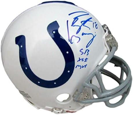 Пейтън Манинг КОПИТО Подписа /Inscr Мини-каска SB XLI MVP Colts PSA /DNA 159615 - Мини-каски NFL с автограф