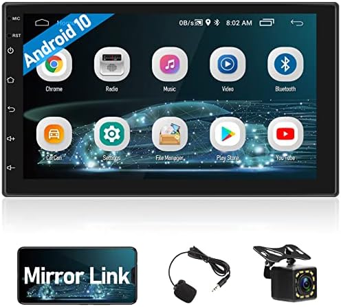 Автомобилна стерео Podofo Double Din Android с GPS-навигация, 7-Инчов Сензорен екран, Автомобилния стереоприемником с Bluetooth, WiFi, FM, Двоен USB, Огледално връзка, Резервна камера, Мик?