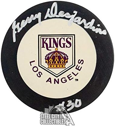 Хокейна шайба Джери Дежардена Лос Анджелис Кингс с автограф - JSA COA - за Миене на НХЛ с автограф