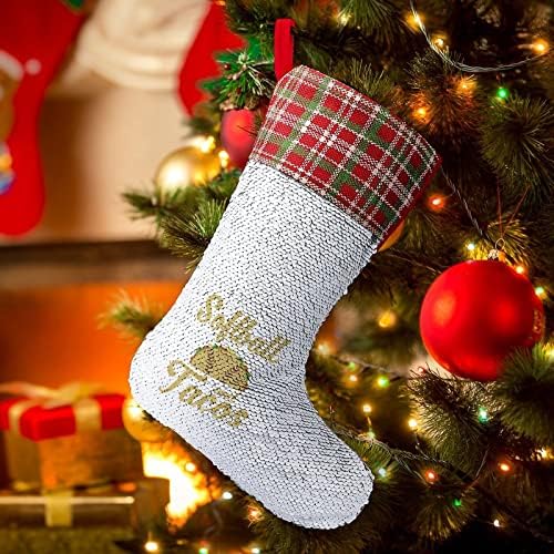 Софтбол и Тако, Коледни Чорапи С Пайети, Блестящи Стенни Висящи Украси, Украса за Коледната Елха, Празнична Парти