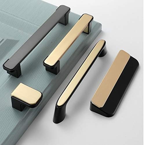PDGJG Модерни дръжки за шкафове и дръжки за мебели Подвижни Мебелни дръжки от сплав с Черно Злато За чекмеджета (Цвят: Стил 2)