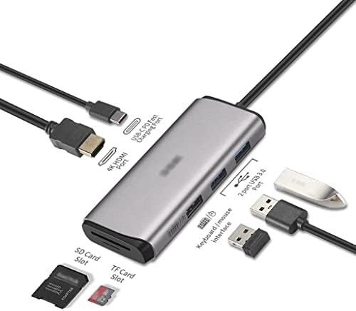 USB-хъб LLAMN 7 в 1, адаптер C USB Dongle с порт за бързо зареждане на 4K to и PD за Pro/Pro
