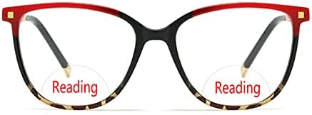 Дамски извънгабаритни квадратни очила модерен сини блокер светлина Бифокални очила за четене женски прозрачни увеличителни очила