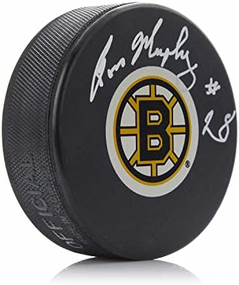 Хокейна шайба Бостън Бруинс с автограф на Рон Мърфи - за миене на НХЛ с автограф