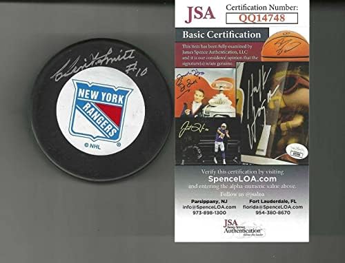 Клинт Смит подписа договор с Ню Йорк Рейнджърс Тренч Пак JSA COA Подписа Сребърни шайби НХЛ С автограф