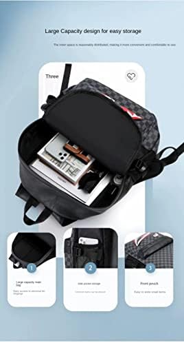 Teslawi Модерен Раница от изкуствена кожа, Чанти за лаптоп, многофункционална раница за бизнес пътувания (черен)
