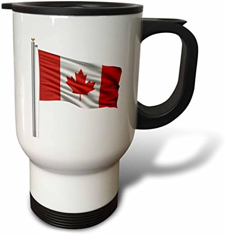 Чаша за пътуване 3dRose Флаг на Канада на флагштоке Върху бял канадския, 14 грама, Многоцветен