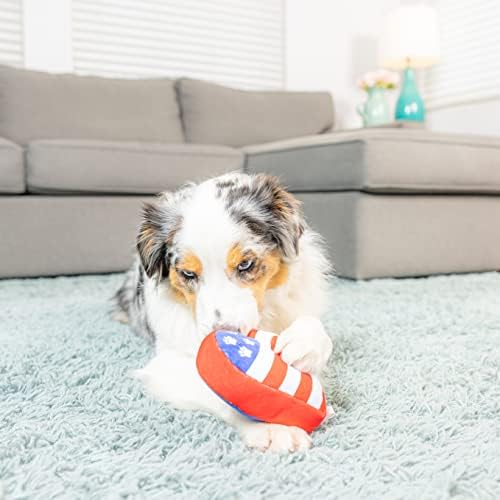 Huxley & Kent за кучета | Лапи и Шарени сърце (малка) | 4 юли Забавна играчка за куче | Мощен Плюшен играчка за кучета с пищалкой | Подарък