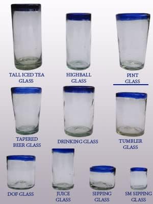 Пинтовые чаши MexHandcraft в кобальтовой синя рамка с капацитет от 16 унции (пакет от 6) от рециклирано стъкло не съдържа олово и токсини.