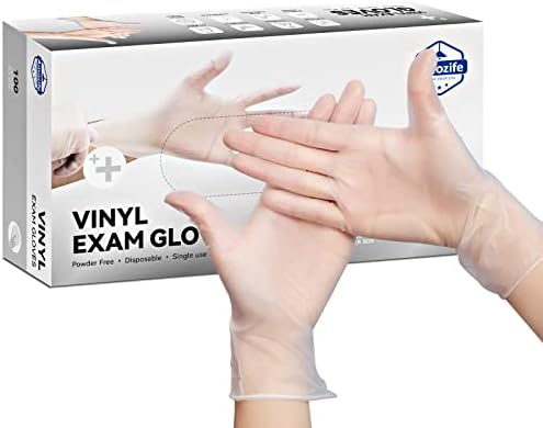 Ръкавици за разглеждане от Прозрачен Винил Amozife, 100 Опаковки Нестерильных за Еднократна употреба, Ръкавици без прах за медицински