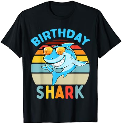 Тениска за малки момчета с Акула За Рожден Ден, Подходящ За Семейство Тениска За Момчета