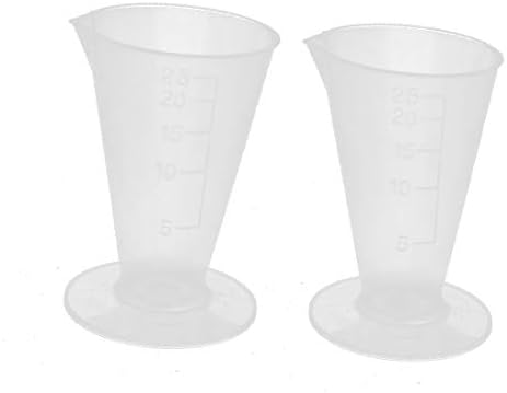 X-DREE 2 ЕЛЕМЕНТА с Кухненски Лабораторен Пластмасова мерителна чашка конична форма от полипропилен 25 мл Прозрачен (2 ЕЛЕМЕНТА с Кухненски
