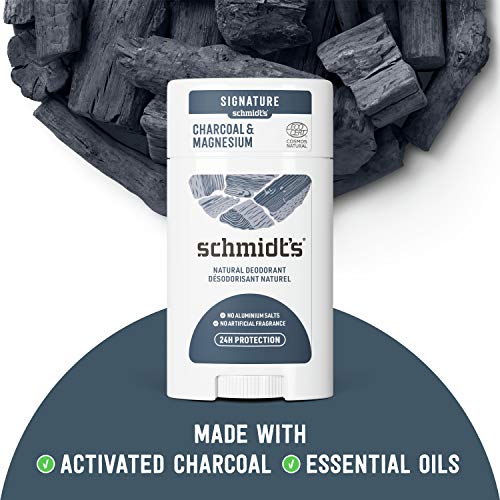 Натурален Дезодорант Schmidt's без алуминий за жени и мъже, с въглен и магнезий, с 24-часова защита от миризмата, Вегетариански, Без