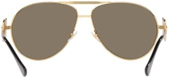Унисекс слънчеви Очила Versace В Златна Рамка, Кафяви Огледало-Златни Лещи, 65 мм