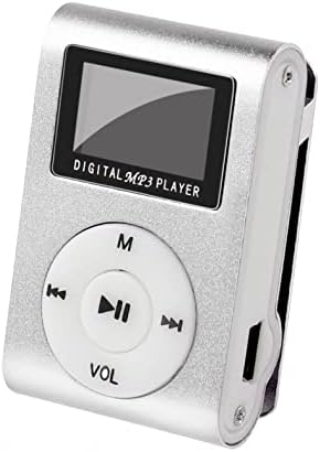 Mllkcao Преносим MP3 плейър Мини LCD екран, USB MP3 плеър, Поддръжка на 32gb Micro SD TF Карта Спортен Стерео Музикален Плейър, Сребристо,