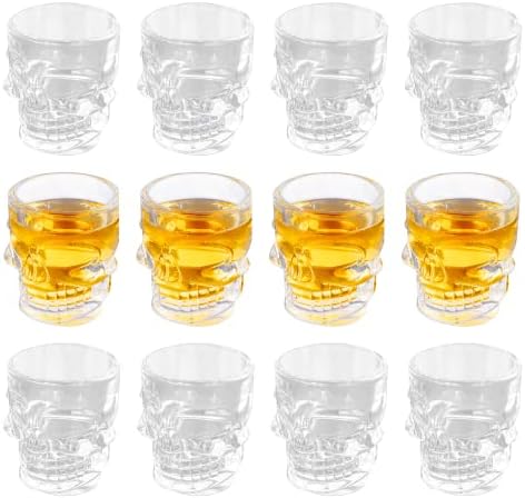 Стъклени чаши за уиски с черепа FORYILLUMI, набор от 12 питиета, Прозрачна стъклена посуда за парти, Вино, Уиски, Текила, Коктейли, Напитки,