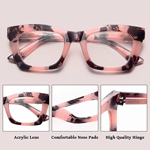 CCVOO 6 опаковки Очила за четене в стила на Опра за жени, Блокер Синя Светлина Компютърни Квадратни Ридеры с Пружинным тръба на шарнирна