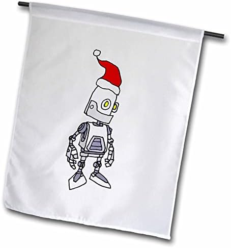 3dRose Сладък забавен робот в шапката на Дядо Коледа с коледна технологични мультяшными знамена (fl_353829_2)