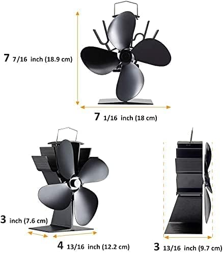 Вентилатор за дърва GALAFIRE с 4 остриета + 2 бр. Магнитен Термометър за дърва, 122 ° F, Запускаемый Неэлектрический Вентилатор за камина