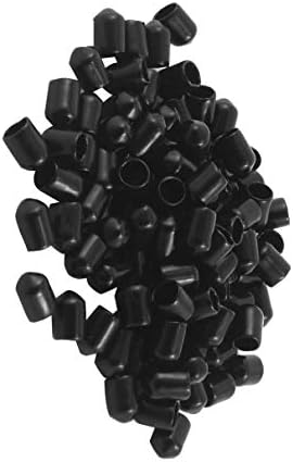 Aexit 100 бр Окабеляване и свързване 6 мм Вътрешен Диаметър на Кръглата Върха Черни Термосвиваеми Тръби с PVC Изолация, капачки Челни