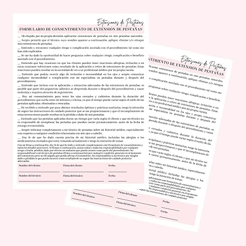 Формуляр за приемане, съгласие и последващи грижи за Наращенными миглите в Испания | 75 опаковки | Формуляр на хартия Формат 8,5x11 инча