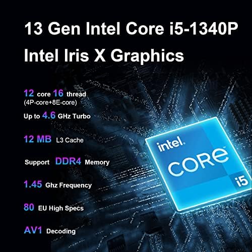Intel NUC 13 Pro NUC13ANHi5 Arena Canyon Mini PC Мини-компютър, без интернет връзка, Intel Core i5-1240P, 12 ядра, 16 потоци, до 4,6