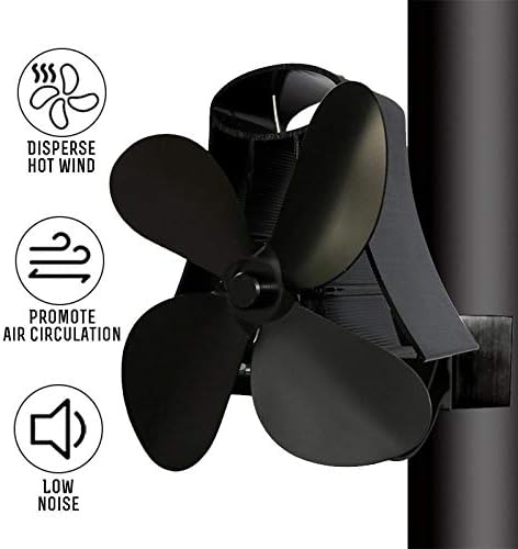 MIFOR YYYSHOPP 4 диска Вентилатор за печки с топлинна захранването, Черен Вентилатор за камина, Записващо устройство, Екологични Тих