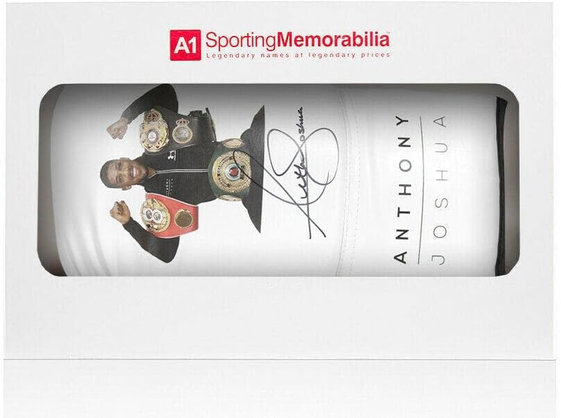 Светът бокс ръкавица с автограф Антъни Джошуа - Ръкавица с участието на Ей Джей, три колан, бял - Подарък - Боксови ръкавици с автограф