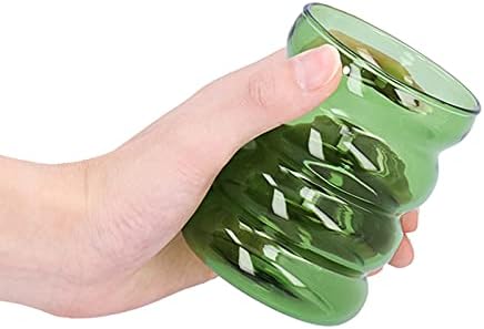 Стъклена чаша Ranvo, Сигурна Млечни чаша, Практичен и Изискан за топли и Студени напитки, за семейство (зелена)