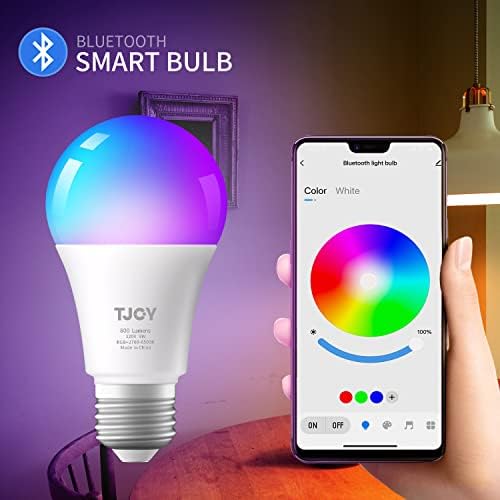 Крушка TJOY Bluetooth, Интелигентни електрически Крушки с управлението на приложение, Led Крушки с промяна на цвета RGB, Синхронизиране