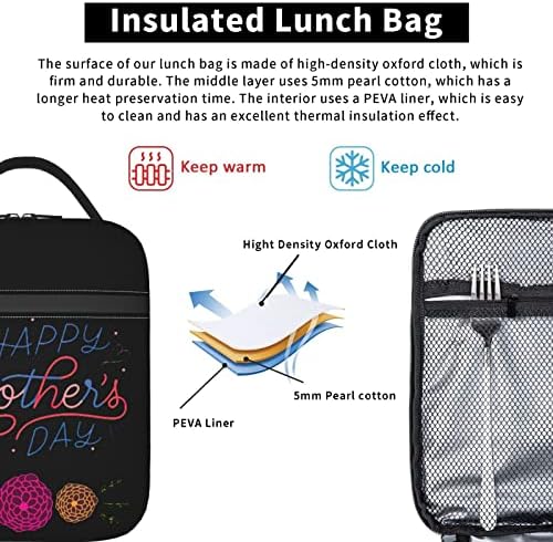 Чанта за Обяд на Ден на Майката, Обяд-Бокс За Мъже И Жени, Чанти за многократна употреба Портативен Обяд-Тоут За Възрастни, Малка Чанта