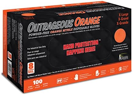 Atlantic Safety Products Скандално Оранжеви Тежкотоварни за Еднократна употреба Нитриловые ръкавици, 8 mils, Без латекс и прах, Оранжево