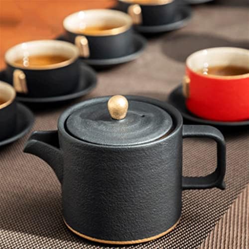 CXDTBH Груба керамика Пълен Чай набор от Кунг-фу Подарък кутия Керамичен Чайник Чаена Чаша Голям Набор от домашния офис (Цвят: D, размер: