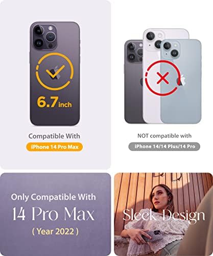 Калъф GUOVLIN разработена за iPhone 14 Pro Max, [Защита на обектива на камерата] [Не пожълтяват], устойчив на удари, Прозрачен, с пайети, Женски, Мек, Тънък, Прозрачен, Защитен кал