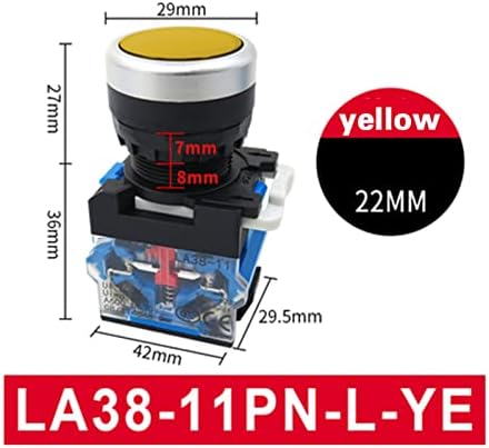 INFRI 6шт 22 мм LA38 бутон превключвател с плоска глава 1NO 1NC Мигновени бутон ключове LA38-11 6 цвята Нормално отворен + нормално затворен