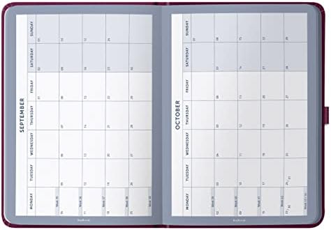 Дневник напрегнат живот Busy B от януари до декември 2023 г. - A5 Berry - Дневник от изкуствена кожа за една седмица с двойно график,