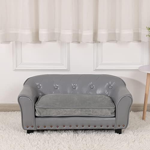 Диван за кучета Yoonnie room / Луксозен диван за домашни любимци от изкуствена кожа / с разтегателен диван и един стол за кучета с медни