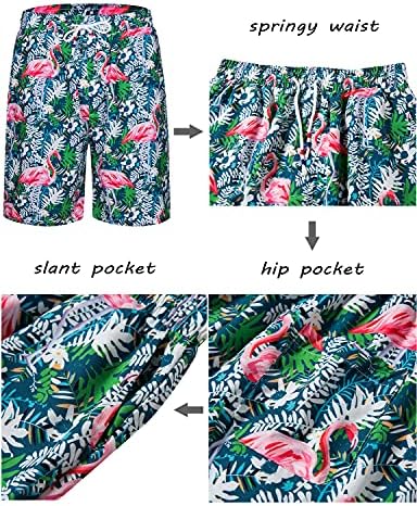 мъжки хавайска Риза fohemr и Кратък Плажен Комплект с тропически модел Ананас/Фламинго, Къс ръкав, 2 бр.