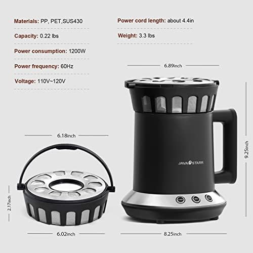 Електрическа Машина за печене на кафе JAVASTARR за домашна употреба 1200 W, с управление с едно докосване, Печене на кафе на зърна Мед